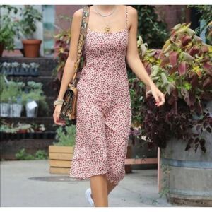Reformation Par Floral Midi Slip Dress in White and Red